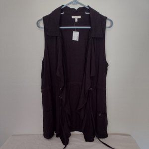 NWT Black draped front vest with toggle waist.